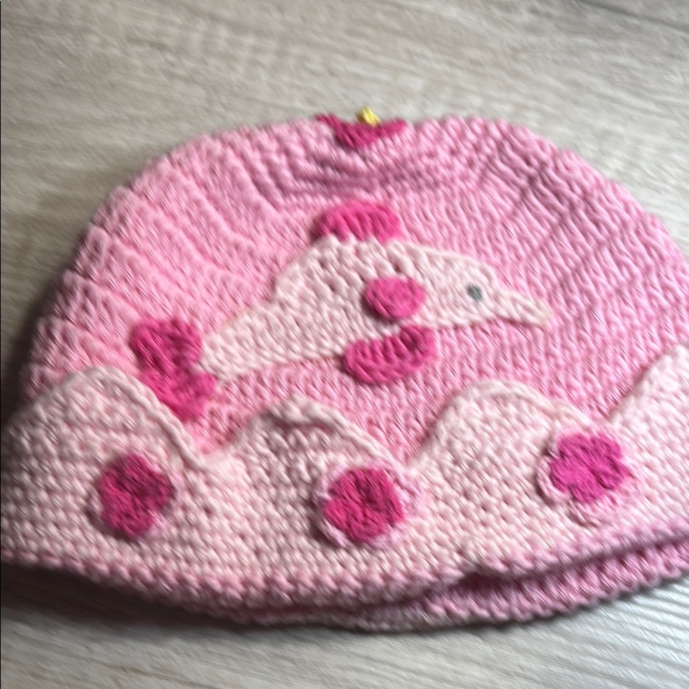 Pink Dolphin Knit Kids Hat